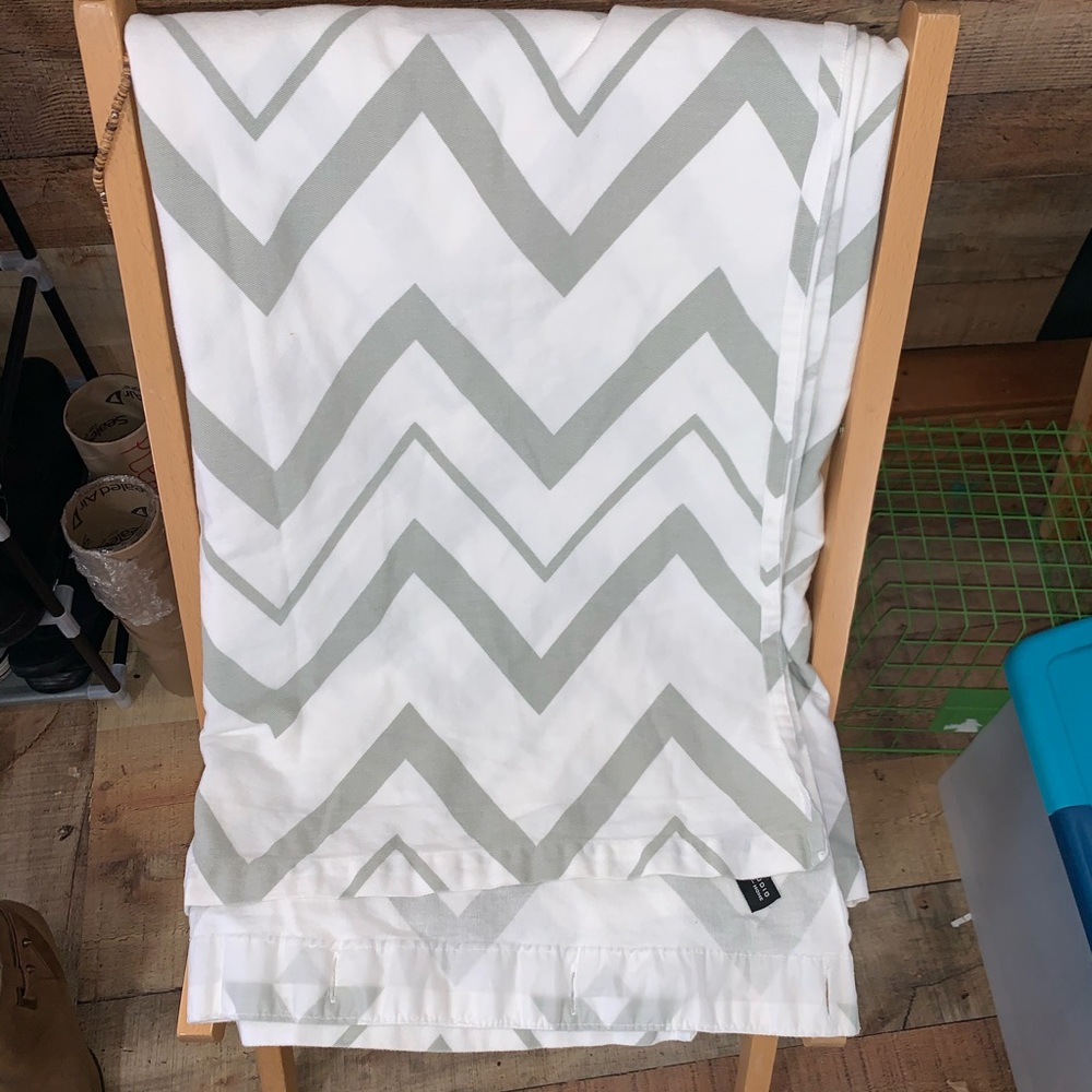 Max Studio Home Shower Curtain White Gray Chevron